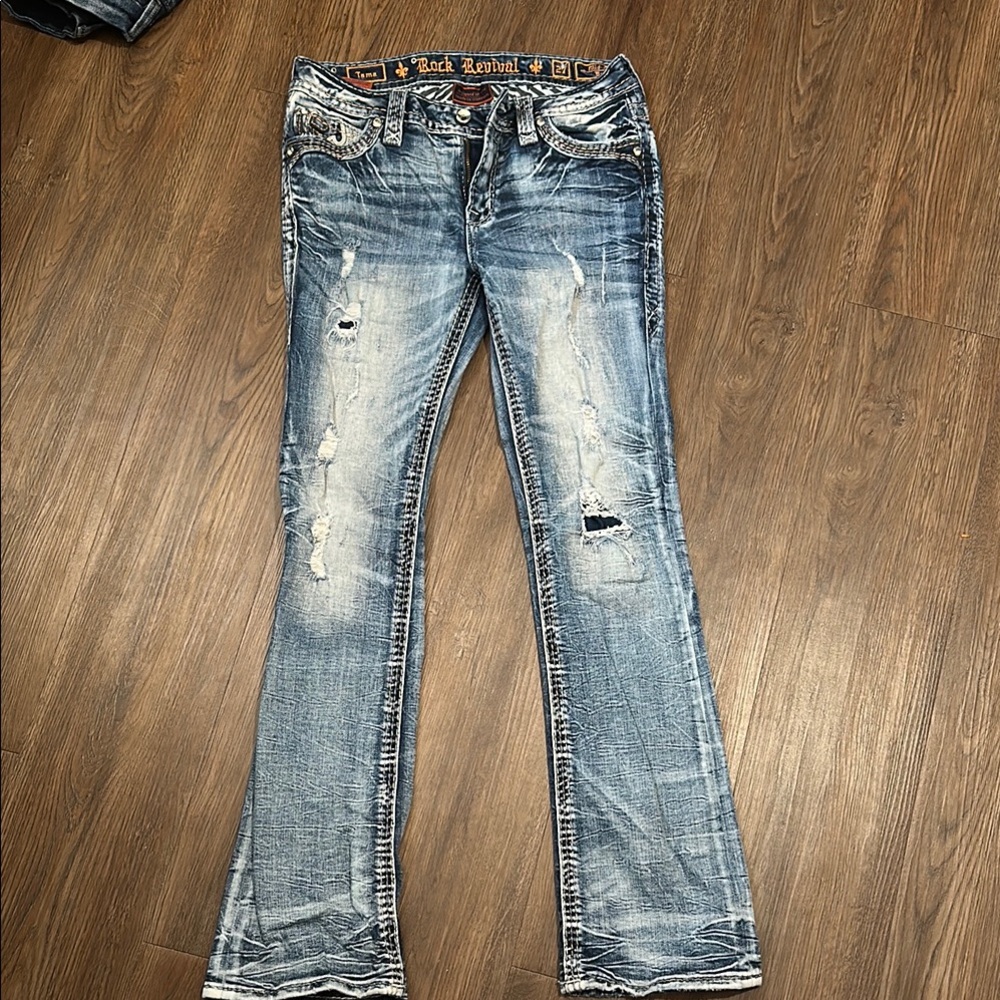 Rock Revival Blue Boot Cut (Tamra)Jeans with Distressed Details